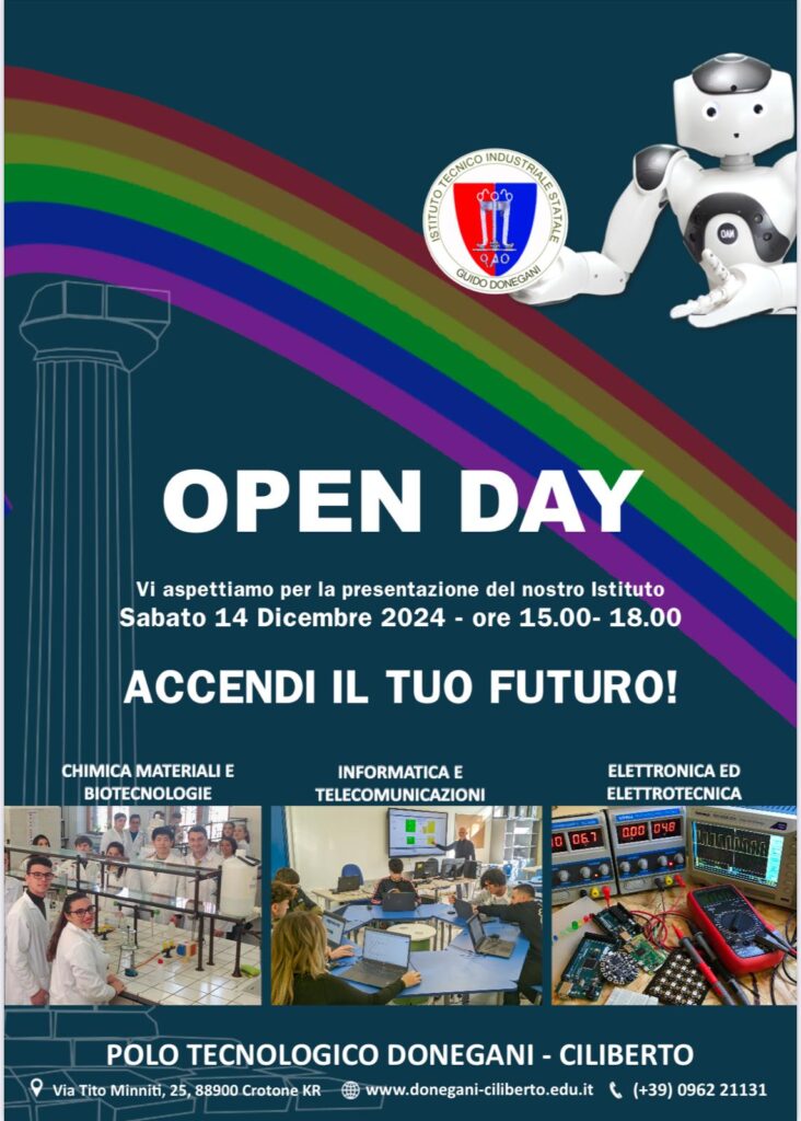 OPEN DAY! Sabato 14 Dicembre 2024 ore 15:00 – 18:00